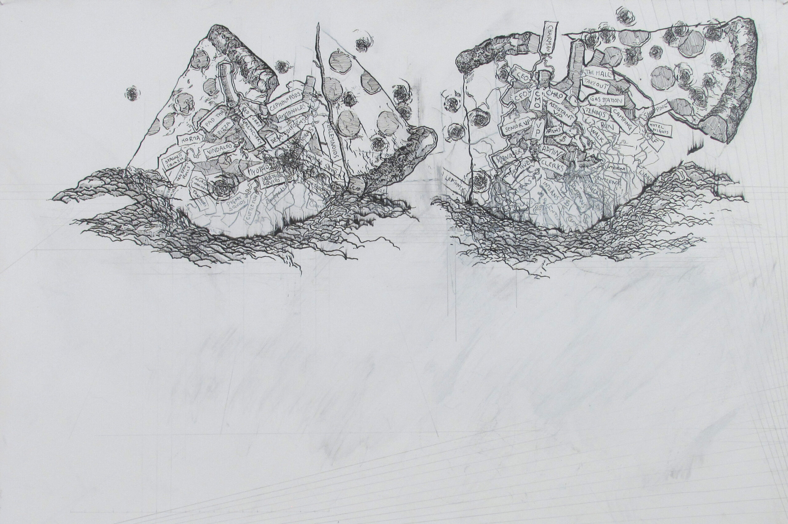 Covid Correlation, ink, silverpoint and viynl on printmaking paper 2021