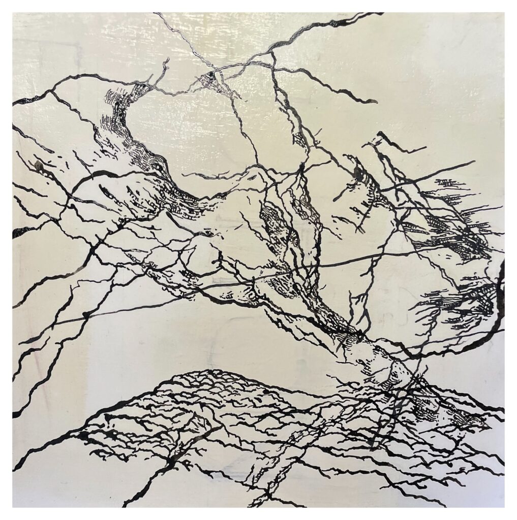 Jeremy Vaughn - Untitled - ink, acrylic and Flashe on printmaking paper - 11”x 11”