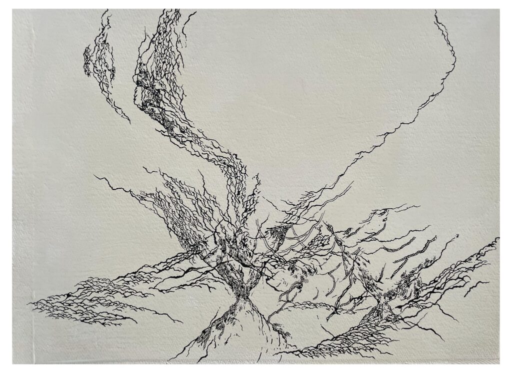Jeremy Vaughn - Untitled Landscape - ink, acrylic polymer, oil, Flashe on watercolor paper - 15”x 20”