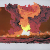 Jeremy Vaughn - Drone Strike - solidified oil on laminated paper - 8.5"x11"